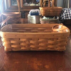 Longaberger 1993 Pantry/Small Gathering Basket with Leather Handles/liner